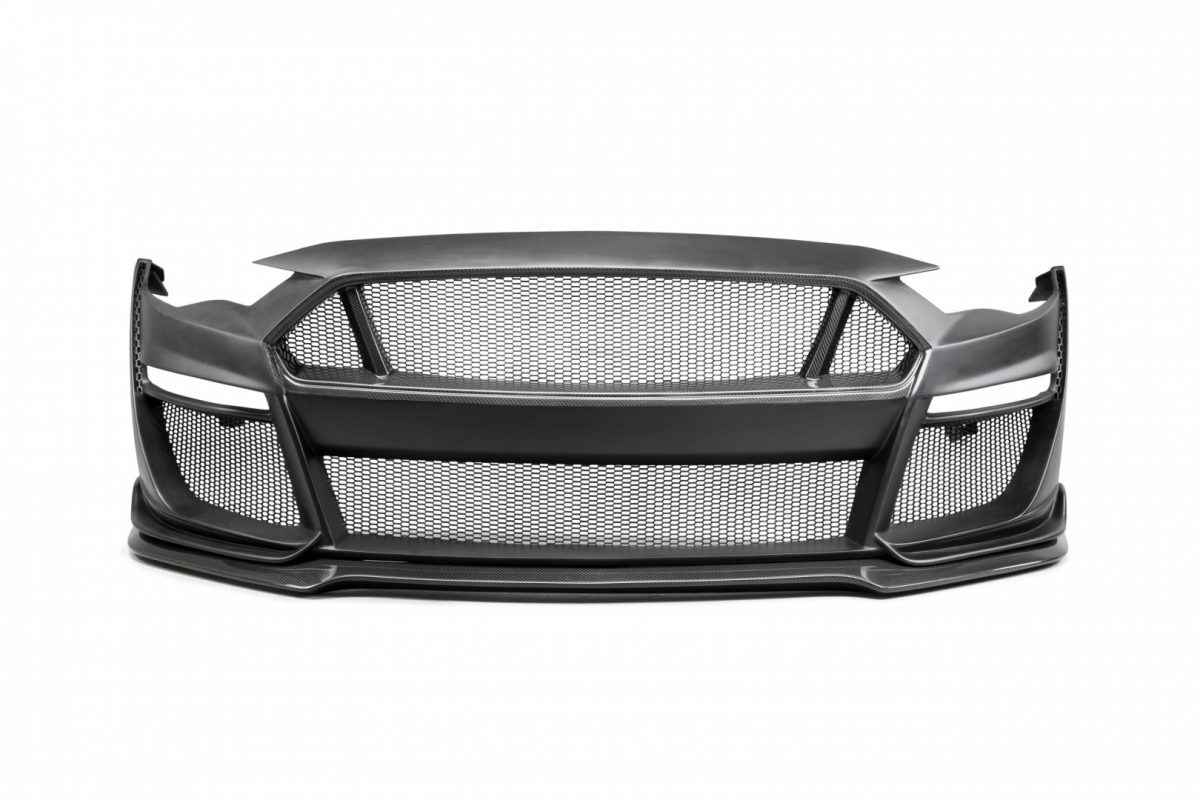 2018-2022 Ford Mustang Type-ST GT500 Style Fiberglass Front Bumper (Carbon Fiber Grille + Front Lip)
